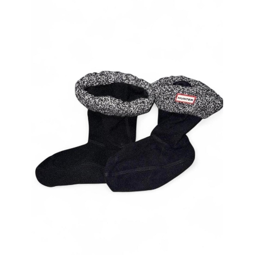 Hunter Welly Short Womens Black Fleece Knit Cuff Boot Liner Thermal
